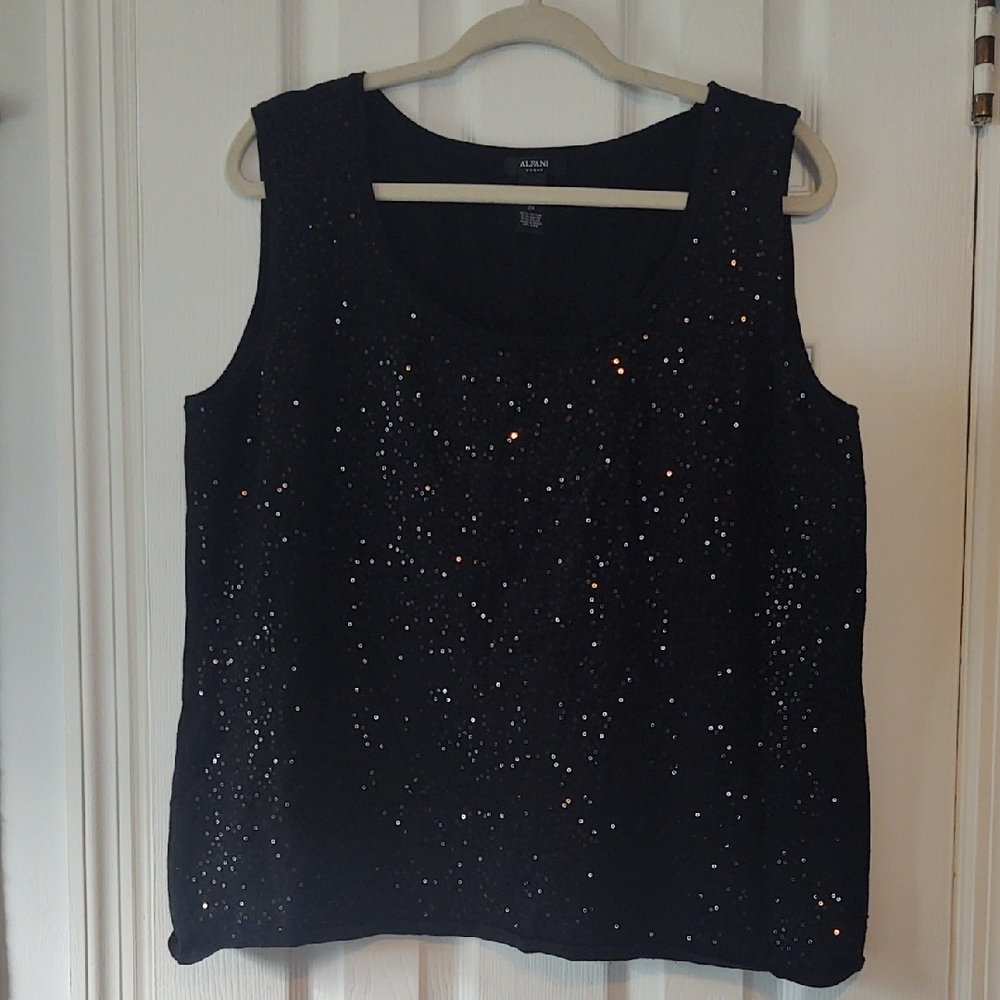 Alfani 2X Black Sequin Women's Top